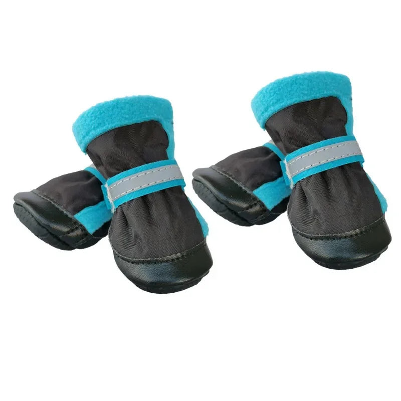 4pcs Dog Boots Pet Antiskid Shoes Winter Warm Waterproof Reflective Puppy Paw Protectors Booties For Small Medium Dogs