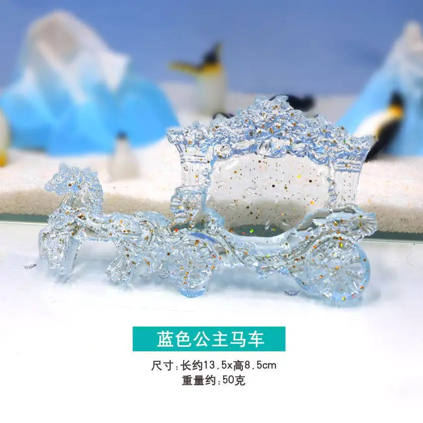 Aquarium Landscaping Crystal Castle Simulation Windmill/Fishtail/Carriage Healing Creative Decoration Underwater World Scenery