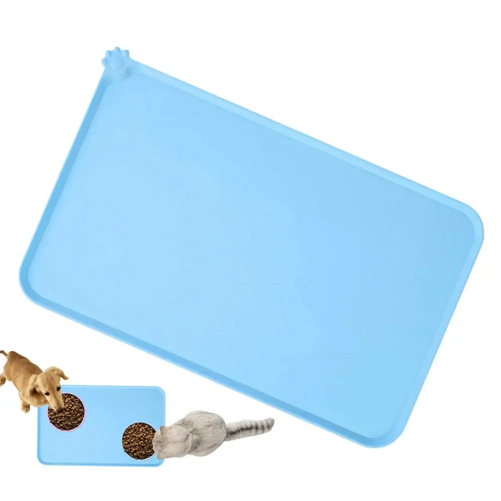 Pet Supplies Silicone Dog Bowl Mat with High Lips Non-Stick Waterproof Food Feeding Pad Puppy Feeder Tray Water Cushion Placemat