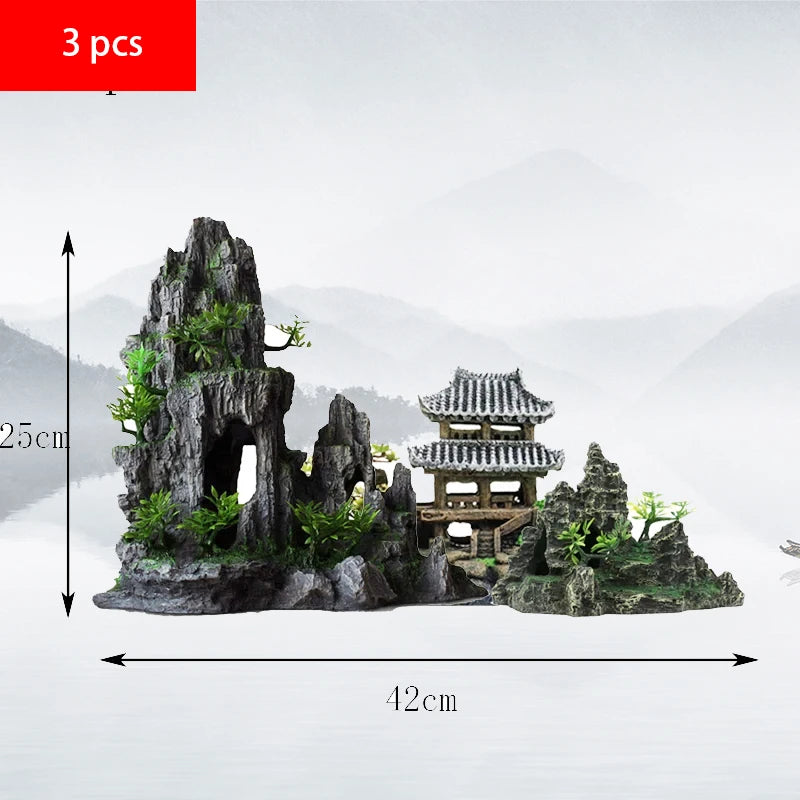 Fish tank landscaping decoration, rockery, stone grass scenery simulation, water grass landscaping package, aquarium box