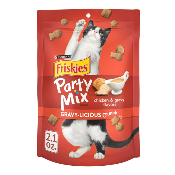 For Purina for Friskies Party Mix Gravy-licious Chicken & Gravy 2.1 oz Bag Cat Treats