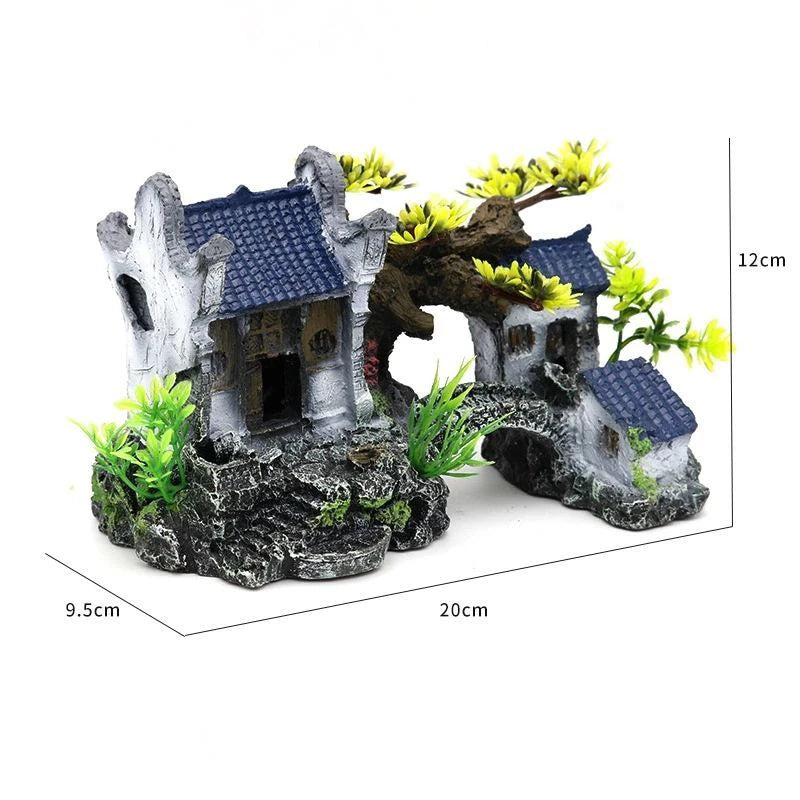 Fish tank landscaping decoration, rockery, stone grass scenery simulation, water grass landscaping package, aquarium box