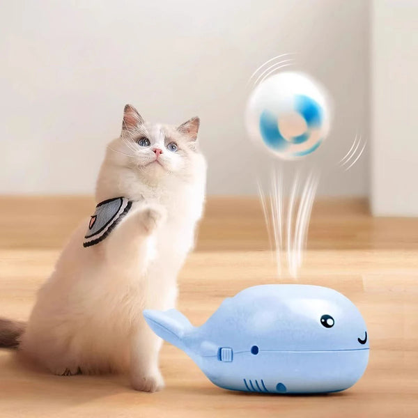 Electric Floating Ball Cat Toy Whale USB Powered Dual Fan