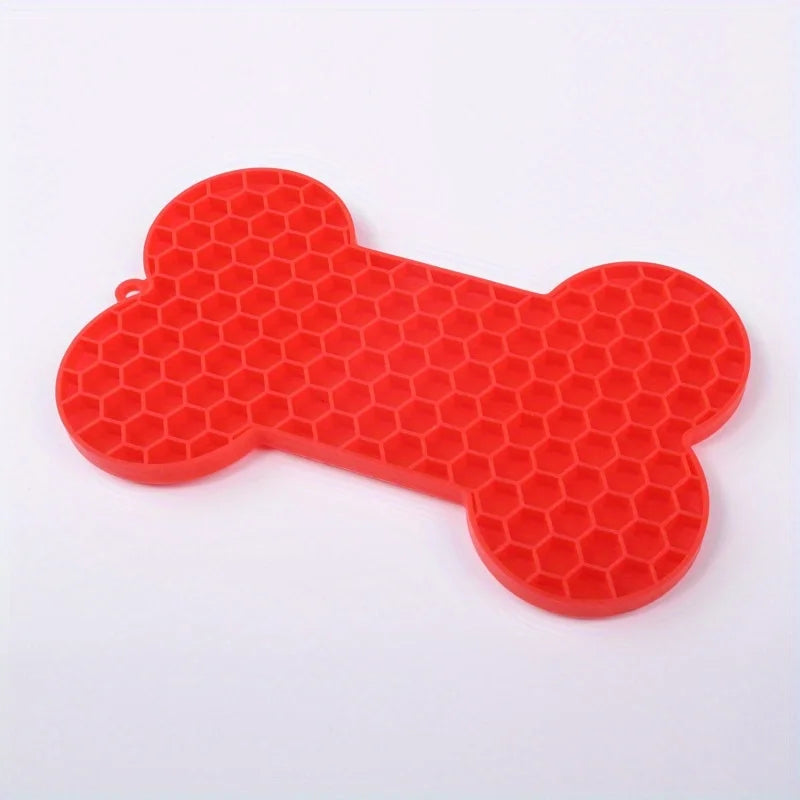 1PC Dog Slow Food Pad Bone Silicone Pet Licking Pad