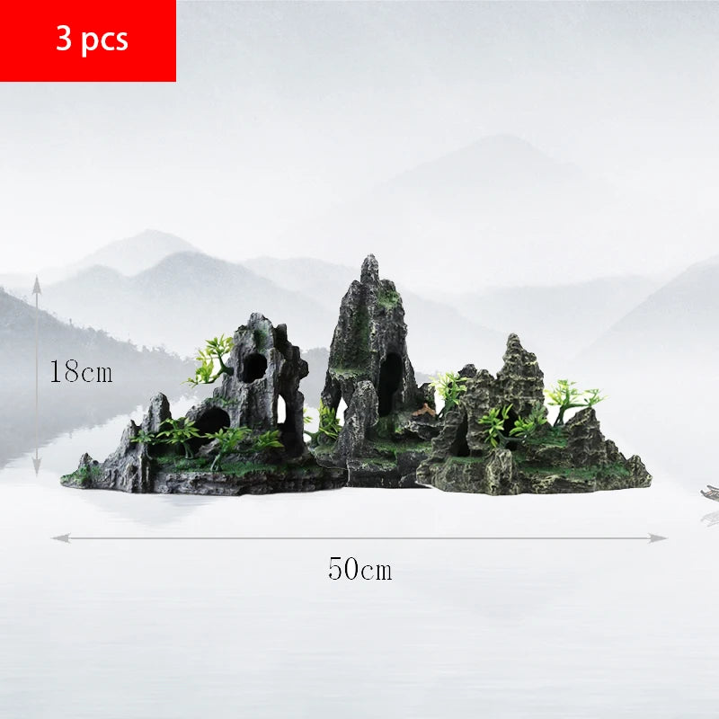 Fish tank landscaping decoration, rockery, stone grass scenery simulation, water grass landscaping package, aquarium box