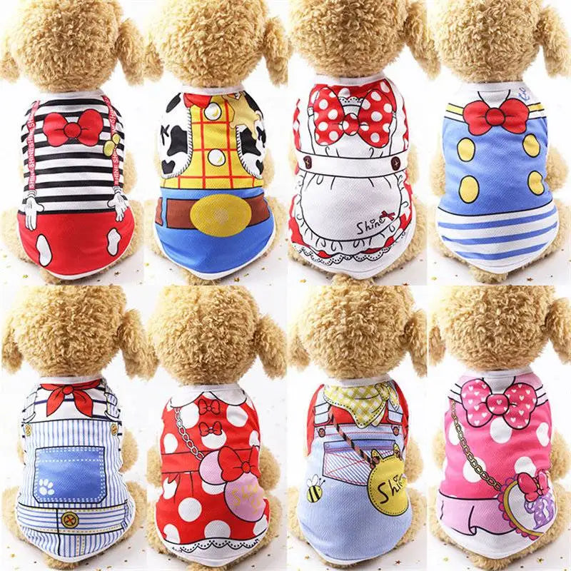 T-Shirt for Small Pet Supplies Cartoon Clothing Shirt Casual Puppy Dogs Soft Vests Summer Pet Dog Clothes