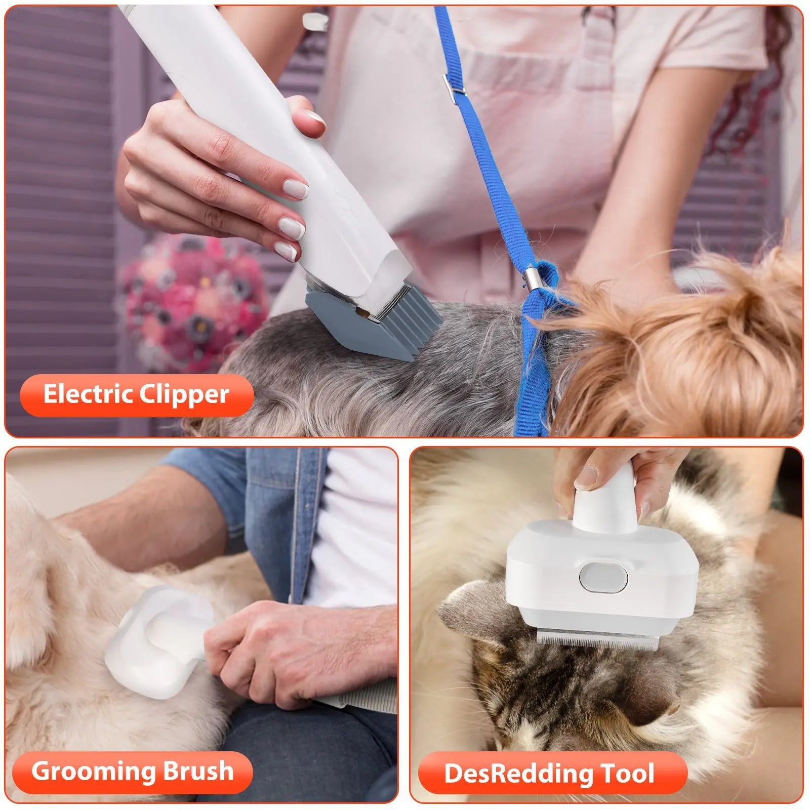 6 In 1 Dog Hair Vacuum & Cat Dog Grooming Kit Pet Grooming Vacuum with 2.5L Capacity Large Suction & Low Noise Pet Hair Cleaner