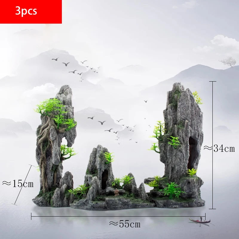 Fish tank landscaping decoration, rockery, stone grass scenery simulation, water grass landscaping package, aquarium box