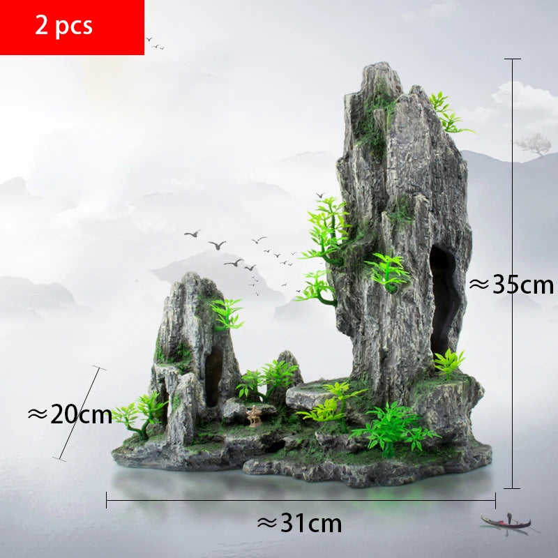Fish tank landscaping decoration, rockery, stone grass scenery simulation, water grass landscaping package, aquarium box