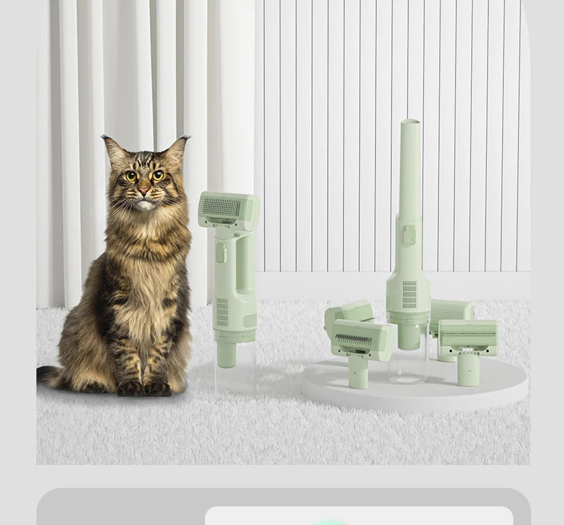 Cat Grooming Vacuum 5Brushes Pet Grooming Kit with 0.3L Hair Dust Cup Dog Vacuum Cleaner for Pets Cats Dogs Hair Vacuum Cleaner