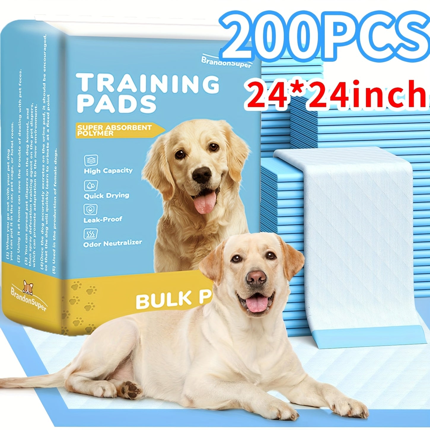 400-100pcs 24" X 24" Extra Large Super Absorbent Dog Urine Pad - Leak-proof, Odor-proof, Disposable Pet Urine Pad, Convenient For Training And Accidents - Perfect For Dogs, Puppies, Cats, Different Pet Urine Pads, Pet Supplie