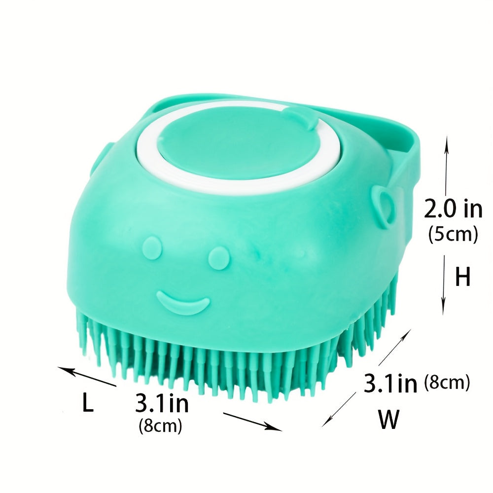 2pcs Silicone Sponge For Bath, Soft Safety Silicone, Rubber Bristle Material, with Shampoo Dispenser Soap Brush, for Dog Wash, Puppy, Cat, Pet Kitten, Bath Massage Gloves Brush, Pet Supplies