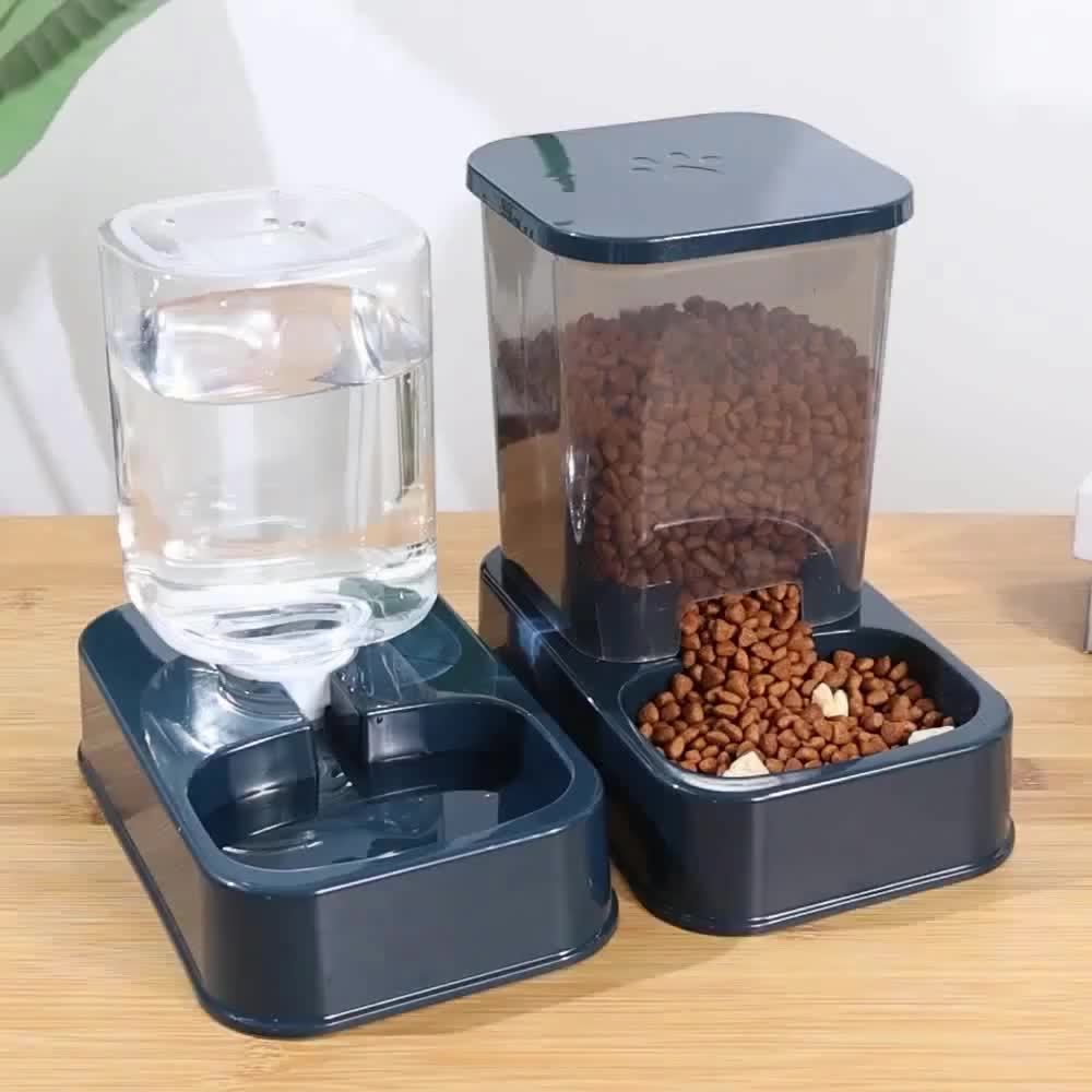 1set Automatic Pet Feeder and Water Dispenser Set, Plastic Cat Bowl and Dog Bowl, Self-Drinking and Feeding System for Cats, Durable Pet Supplies for Target Species Cat