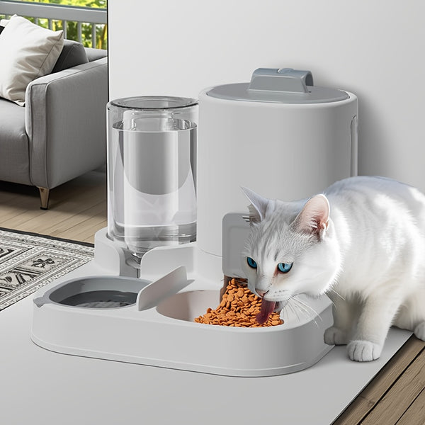 New 1pc Cat Two-in-One Automatic Feeder and Waterer, Pet Bowl Dog Basin Universal Pet Supplies