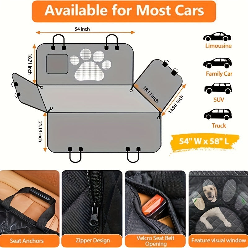 Heavy Duty Pet Dog Seat Cover Hammock - Scratch Resistant, Slip Durable, Soft, Waterproof, and Anti-Slip - Rear Seat Cover for Cars, Trucks, and SUVs with Open Net Design and Trunk Wear Resistant Pet Supplies Auto