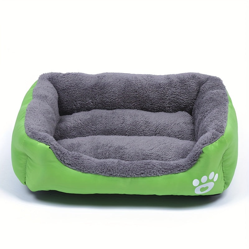 Large, Washable Dog Bed with Paw Print Design - Plush, Rectangular Kennel for Cats, Dogs, and Small Animals - Durable Polyester Fiber, Available in Multiple Colors, Pet Supplies|Plush Dog Bed|Durable Kennel