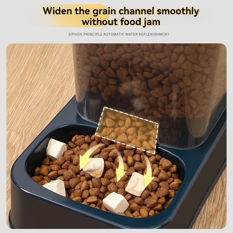 1set Automatic Pet Feeder and Water Dispenser Set, Plastic Cat Bowl and Dog Bowl, Self-Drinking and Feeding System for Cats, Durable Pet Supplies for Target Species Cat